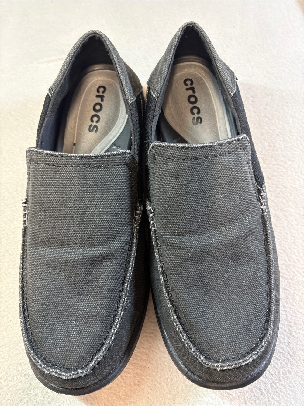 CROCS Men's Casual Canvas Slip-On Loafers in Charcoal